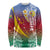 Shefa Province Long Sleeve Shirt Vanuatu Pattern Map - Plumeria Flag Color