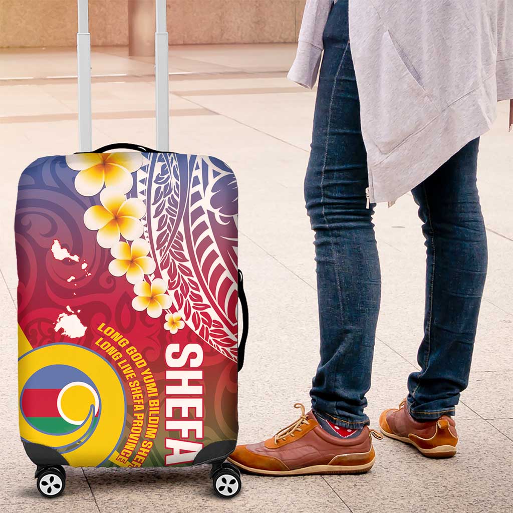 Shefa Province Luggage Cover Vanuatu Pattern Map - Plumeria Flag Color