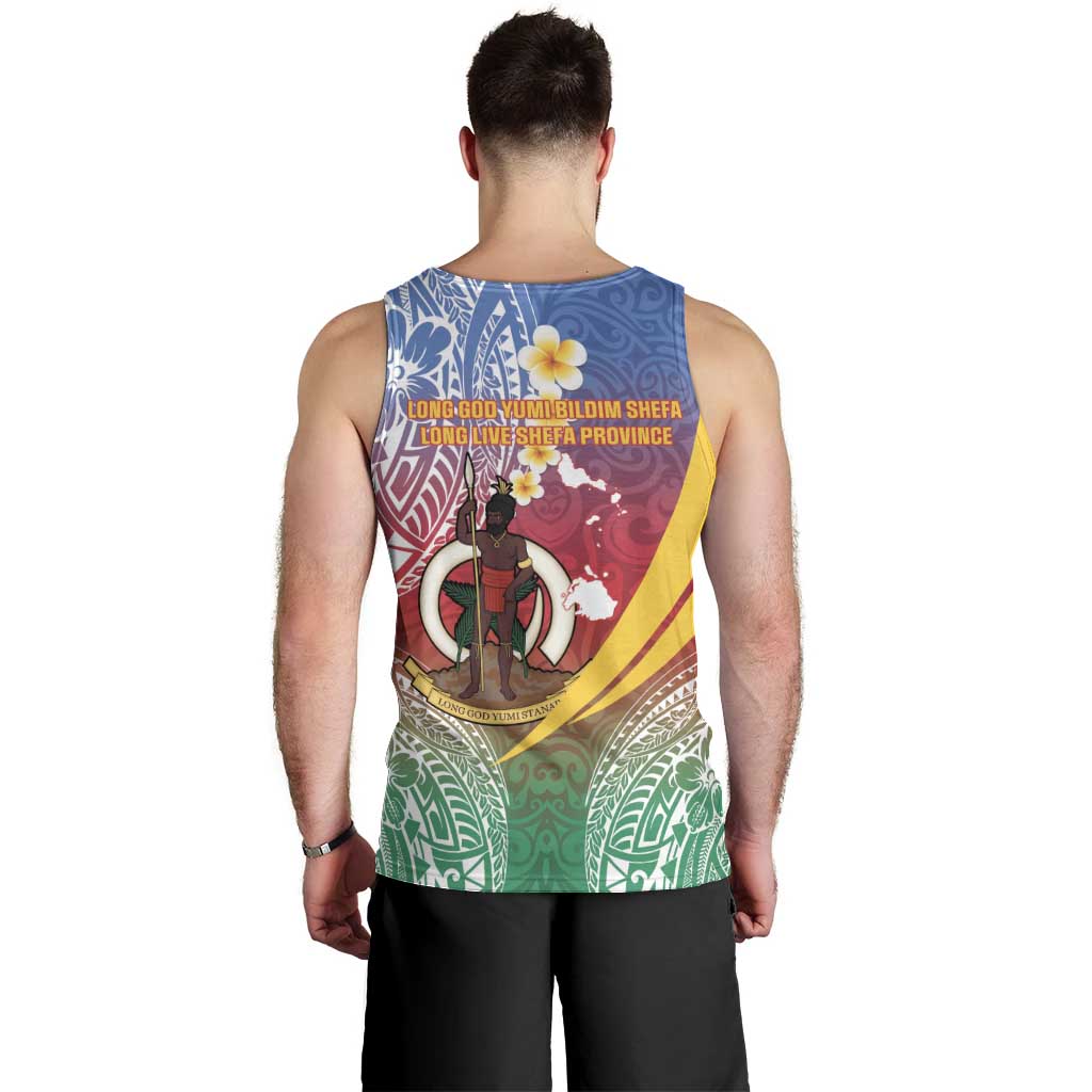 Shefa Province Men Tank Top Vanuatu Pattern Map - Plumeria Flag Color LT14 - Polynesian Pride