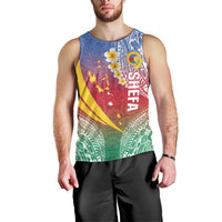 Shefa Province Men Tank Top Vanuatu Pattern Map - Plumeria Flag Color LT14 - Polynesian Pride
