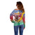 Shefa Province Off Shoulder Sweater Vanuatu Pattern Map - Plumeria Flag Color