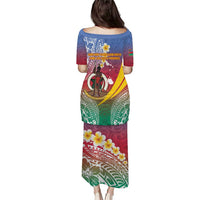 Shefa Province Puletasi Vanuatu Pattern Map - Plumeria Flag Color LT14 - Polynesian Pride