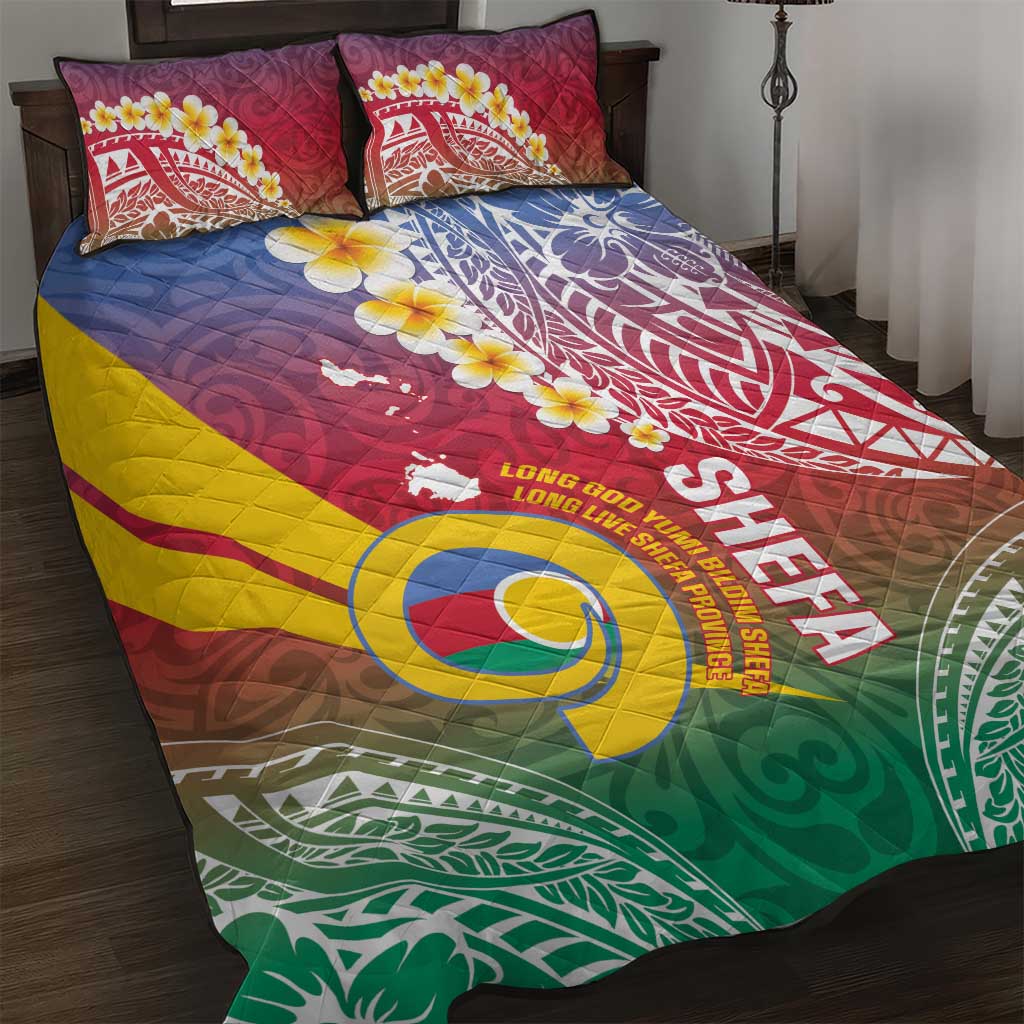 Shefa Province Quilt Bed Set Vanuatu Pattern Map - Plumeria Flag Color