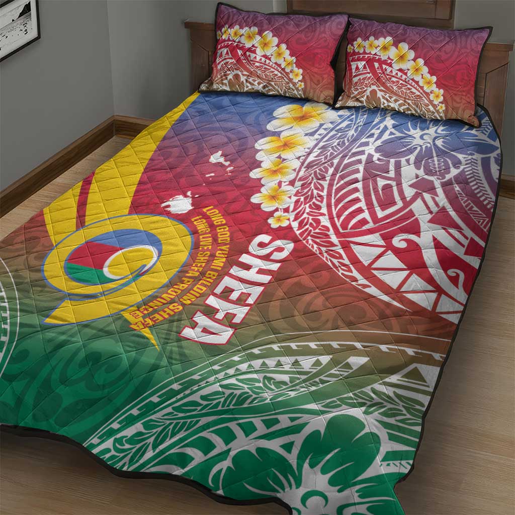 Shefa Province Quilt Bed Set Vanuatu Pattern Map - Plumeria Flag Color LT14 - Polynesian Pride