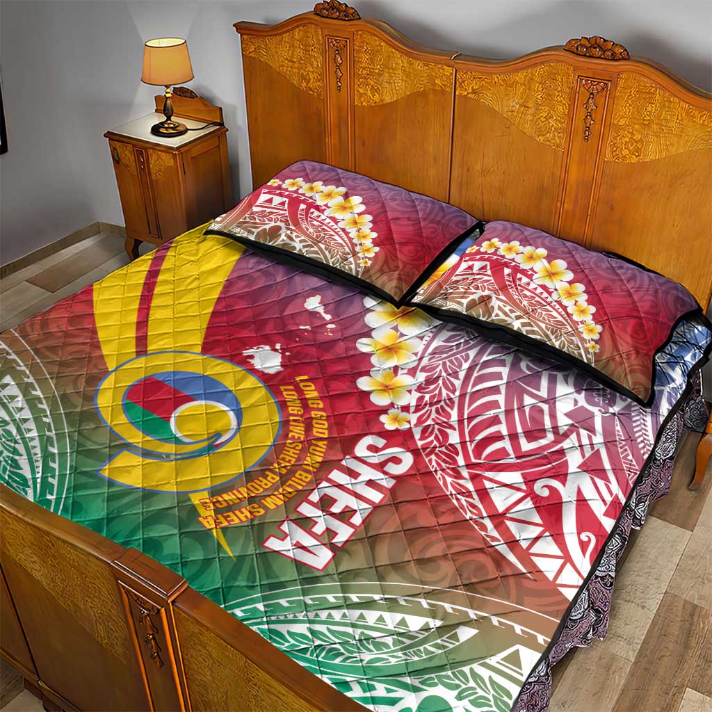 Shefa Province Quilt Bed Set Vanuatu Pattern Map - Plumeria Flag Color LT14 - Polynesian Pride