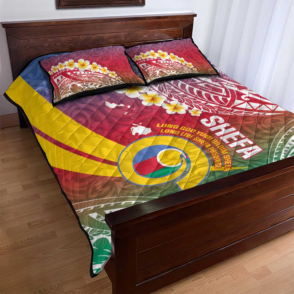 Shefa Province Quilt Bed Set Vanuatu Pattern Map - Plumeria Flag Color LT14 - Polynesian Pride