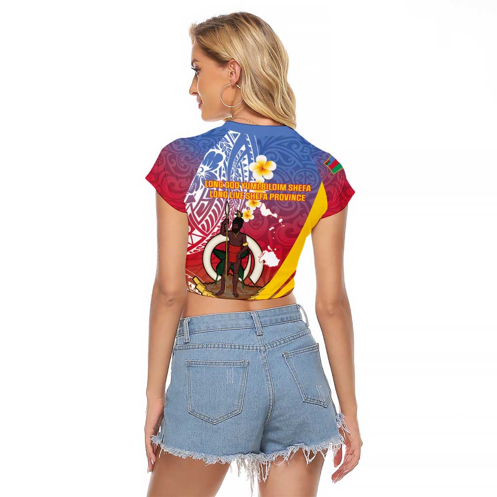 Shefa Province Raglan Cropped T Shirt Vanuatu Pattern Map - Plumeria Flag Color LT14 - Polynesian Pride