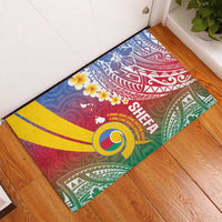 Shefa Province Rubber Doormat Vanuatu Pattern Map - Plumeria Flag Color LT14 - Polynesian Pride
