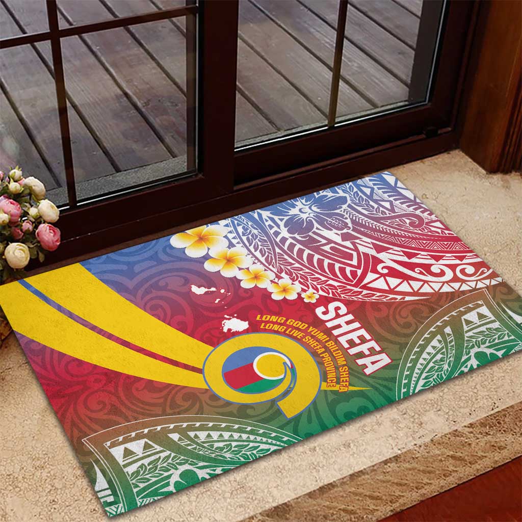 Shefa Province Rubber Doormat Vanuatu Pattern Map - Plumeria Flag Color LT14 - Polynesian Pride