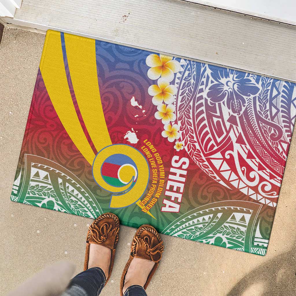 Shefa Province Rubber Doormat Vanuatu Pattern Map - Plumeria Flag Color LT14 - Polynesian Pride