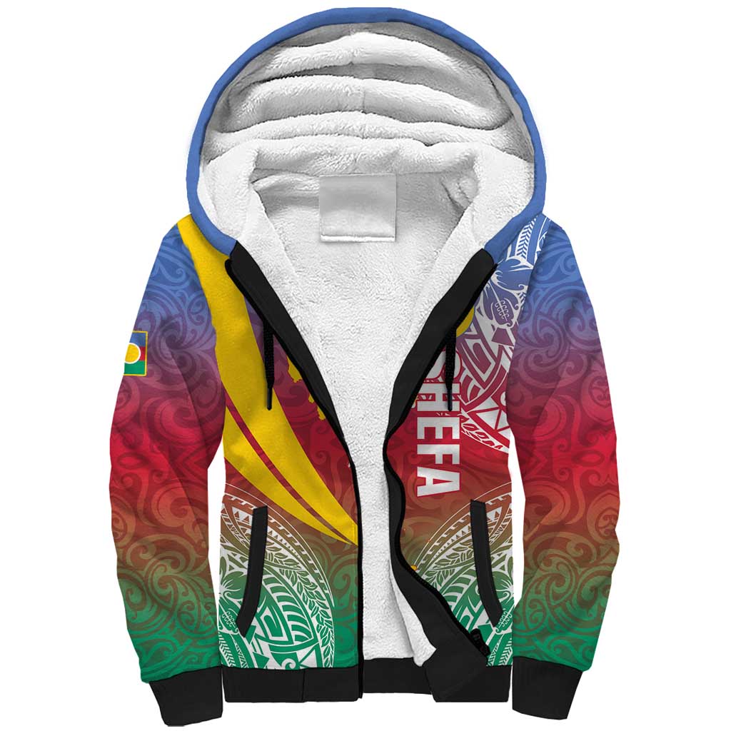 Shefa Province Sherpa Hoodie Vanuatu Pattern Map - Plumeria Flag Color LT14 Unisex Red - Polynesian Pride