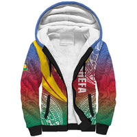Shefa Province Sherpa Hoodie Vanuatu Pattern Map - Plumeria Flag Color LT14 Unisex Red - Polynesian Pride