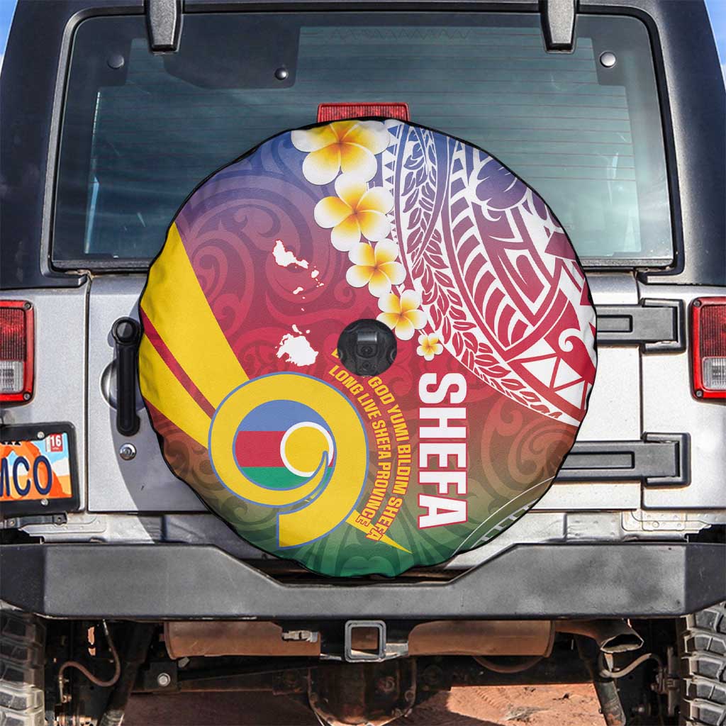 Shefa Province Spare Tire Cover Vanuatu Pattern Map - Plumeria Flag Color LT14 Red - Polynesian Pride