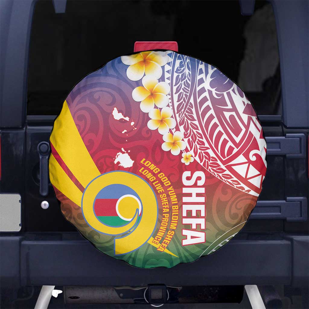 Shefa Province Spare Tire Cover Vanuatu Pattern Map - Plumeria Flag Color LT14 - Polynesian Pride