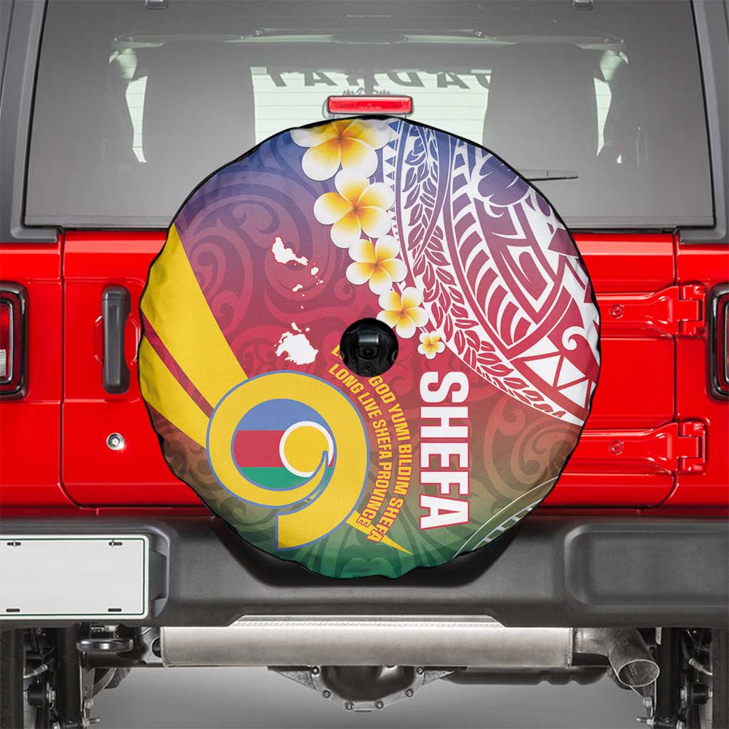 Shefa Province Spare Tire Cover Vanuatu Pattern Map - Plumeria Flag Color LT14 - Polynesian Pride
