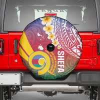 Shefa Province Spare Tire Cover Vanuatu Pattern Map - Plumeria Flag Color LT14 - Polynesian Pride