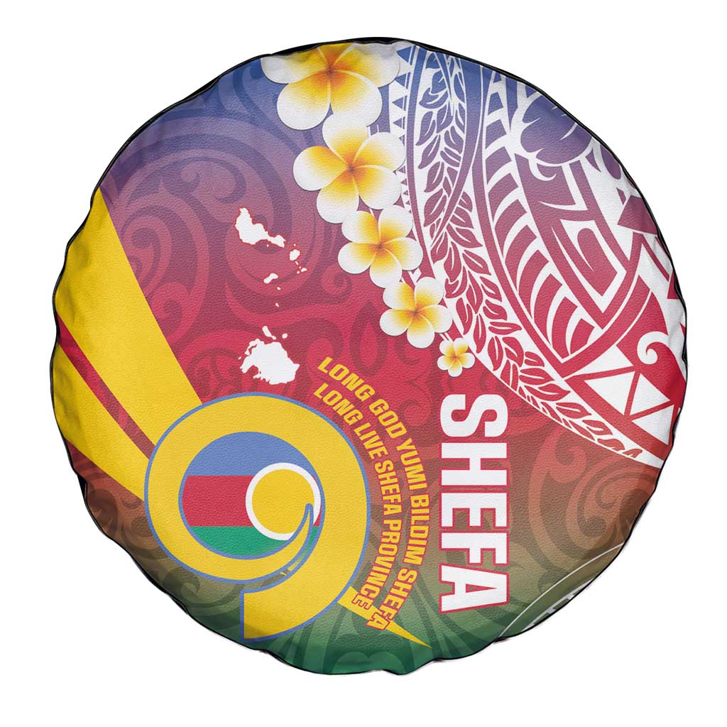 Shefa Province Spare Tire Cover Vanuatu Pattern Map - Plumeria Flag Color LT14 - Polynesian Pride