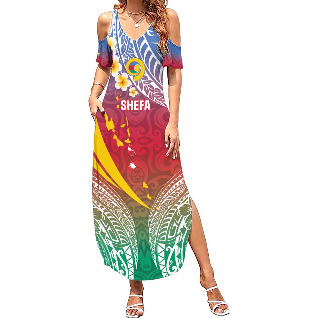 Shefa Province Summer Maxi Dress Vanuatu Pattern Map - Plumeria Flag Color LT14 Women Red - Polynesian Pride