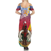 Shefa Province Summer Maxi Dress Vanuatu Pattern Map - Plumeria Flag Color LT14 - Polynesian Pride