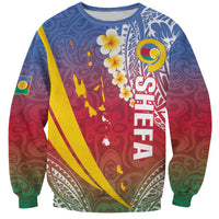 Shefa Province Sweatshirt Vanuatu Pattern Map - Plumeria Flag Color LT14 Unisex Red - Polynesian Pride