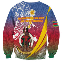 Shefa Province Sweatshirt Vanuatu Pattern Map - Plumeria Flag Color LT14 - Polynesian Pride