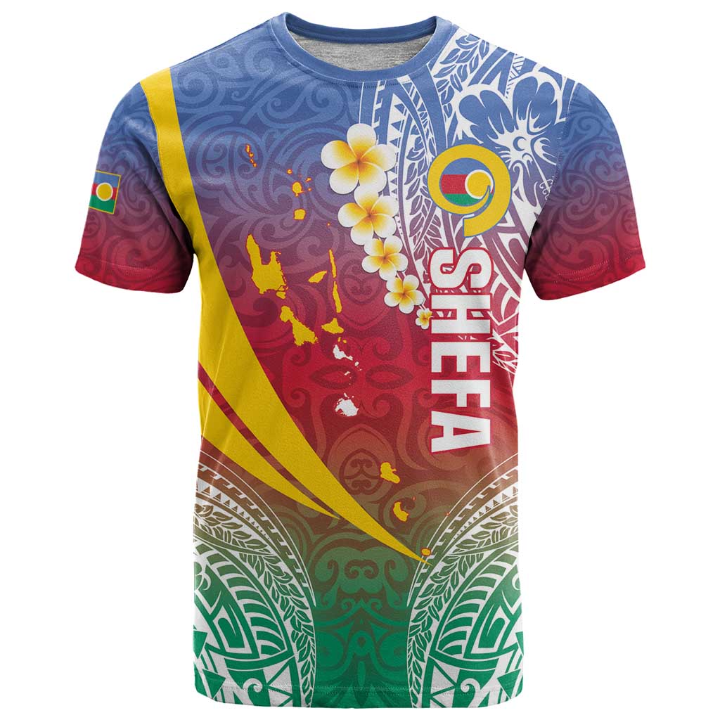 Shefa Province T Shirt Vanuatu Pattern Map - Plumeria Flag Color