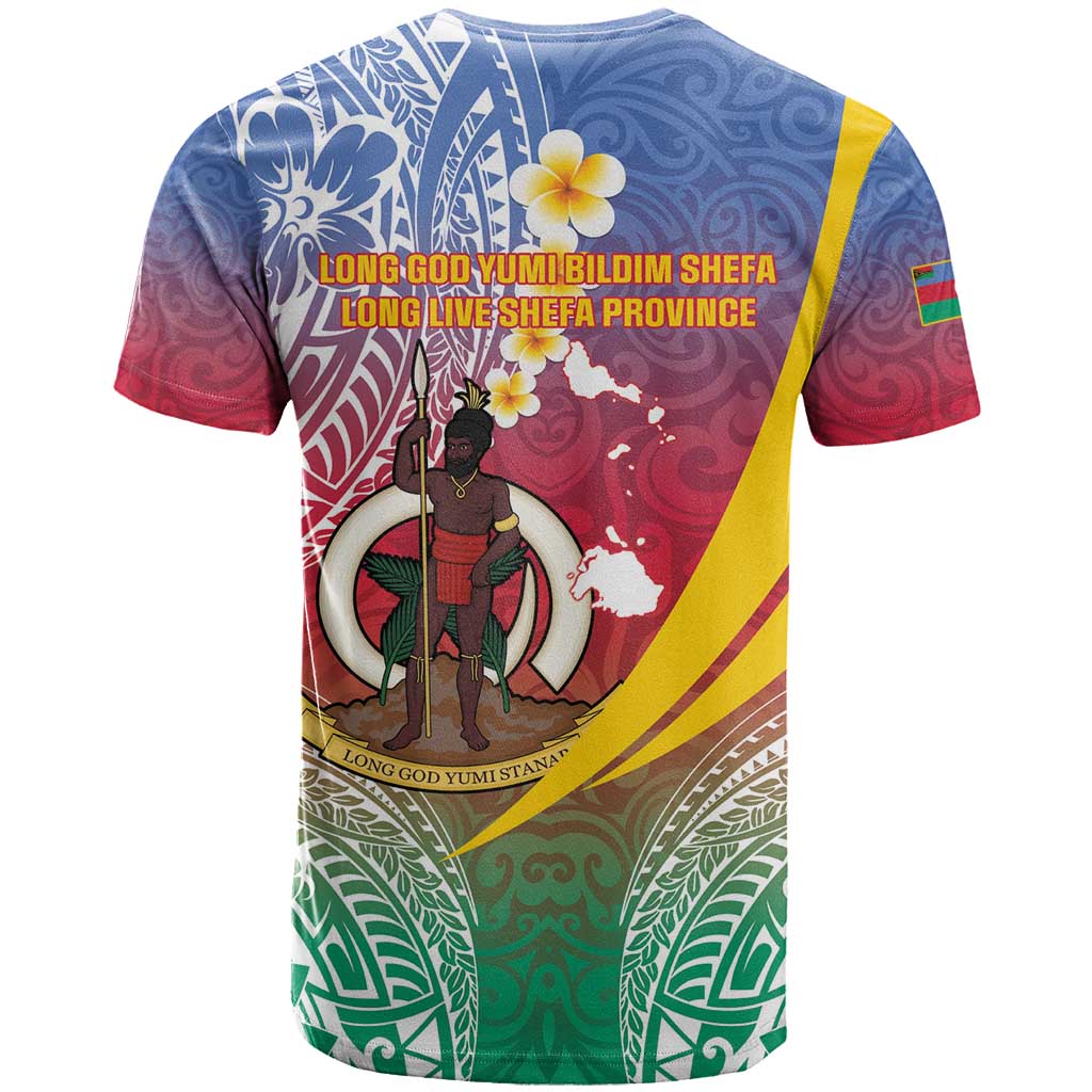 Shefa Province T Shirt Vanuatu Pattern Map - Plumeria Flag Color LT14 - Polynesian Pride