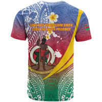 Shefa Province T Shirt Vanuatu Pattern Map - Plumeria Flag Color LT14 - Polynesian Pride