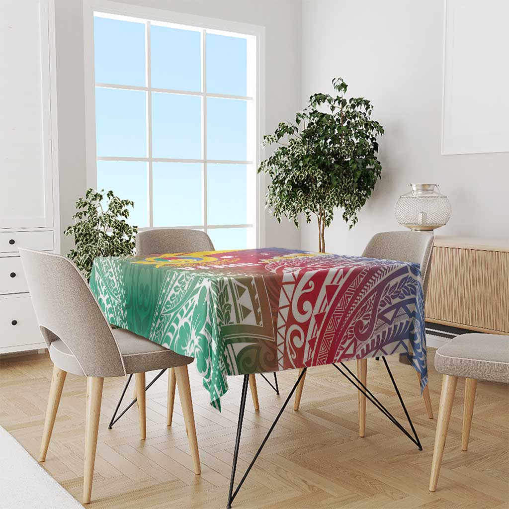 Shefa Province Tablecloth Vanuatu Pattern Map - Plumeria Flag Color LT14 - Polynesian Pride
