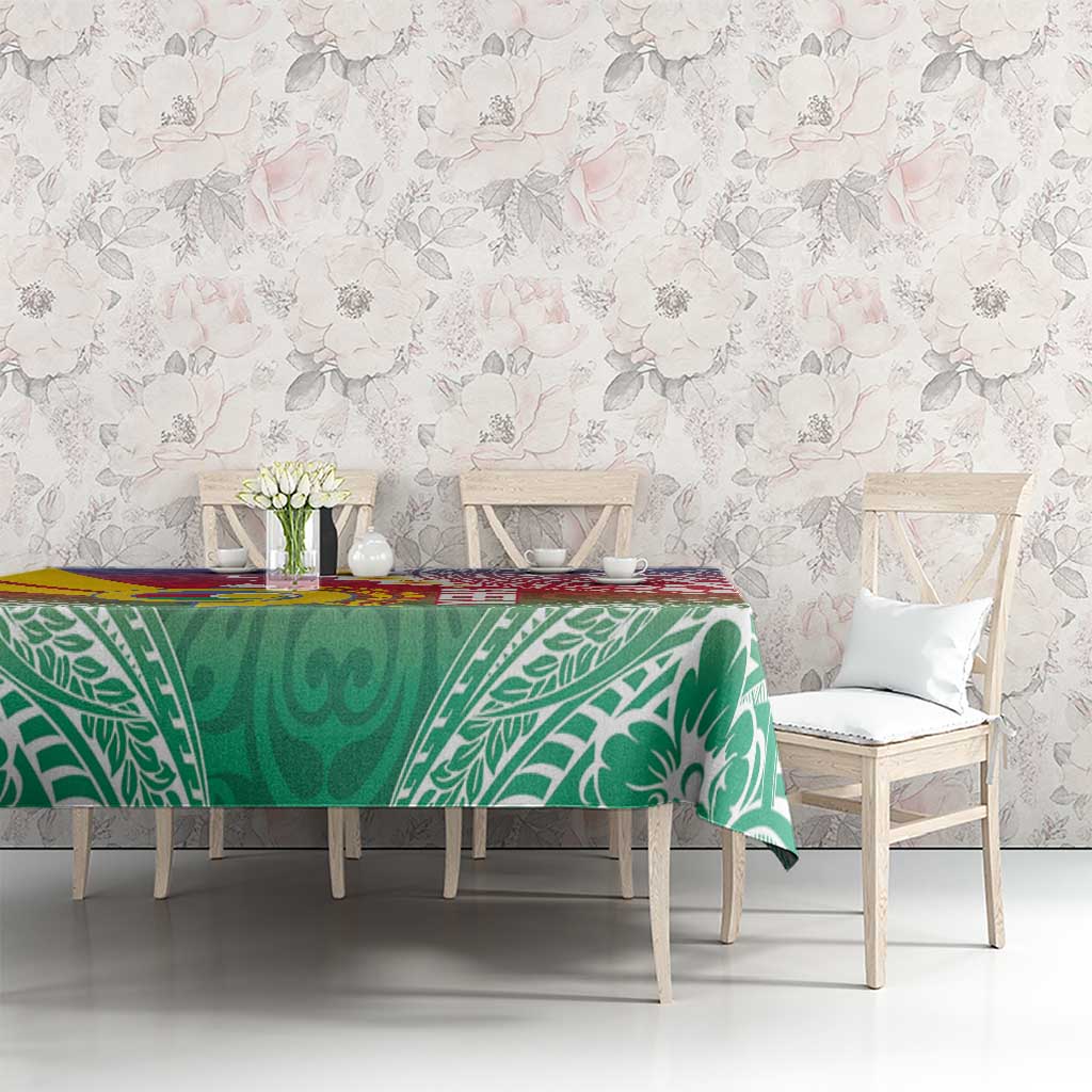 Shefa Province Tablecloth Vanuatu Pattern Map - Plumeria Flag Color LT14 - Polynesian Pride