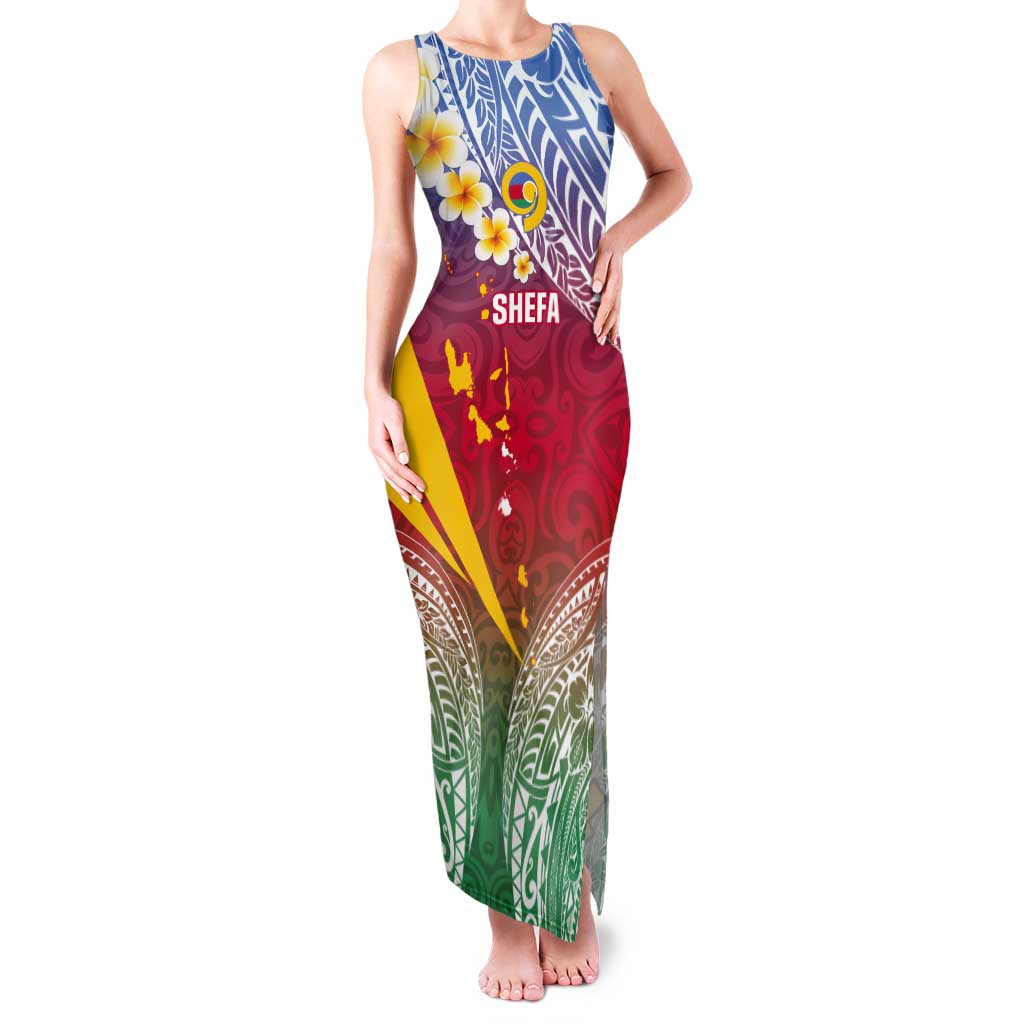 Shefa Province Tank Maxi Dress Vanuatu Pattern Map - Plumeria Flag Color LT14 Women Red - Polynesian Pride