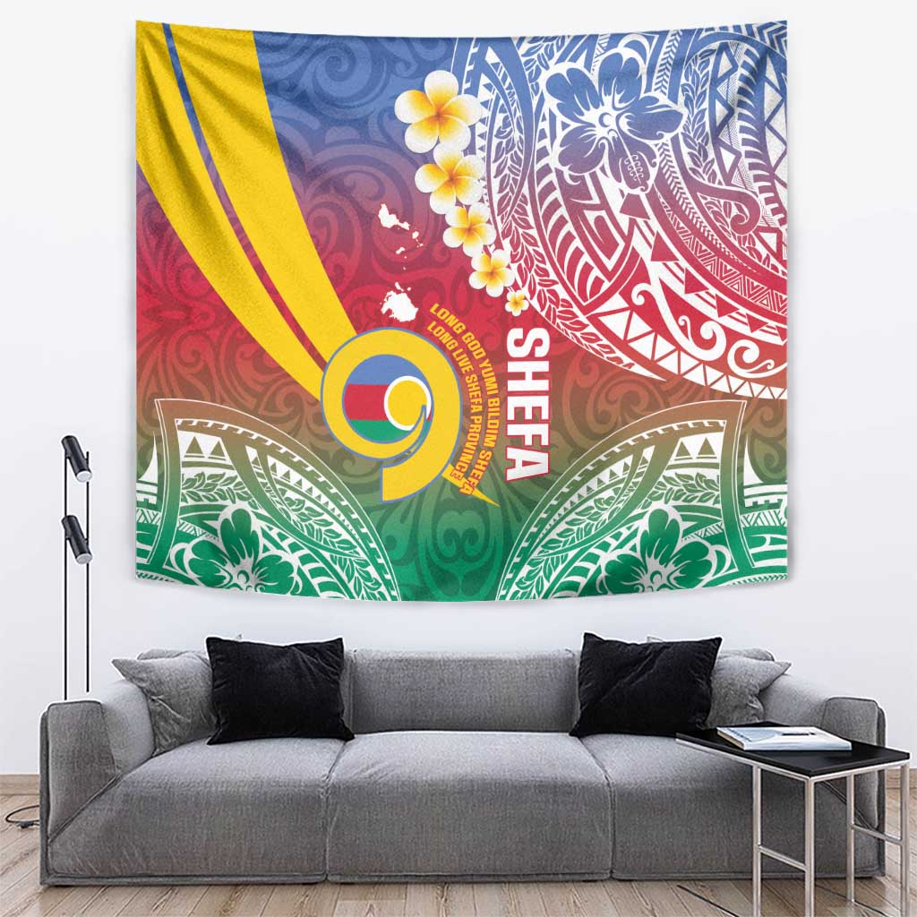 Shefa Province Tapestry Vanuatu Pattern Map - Plumeria Flag Color