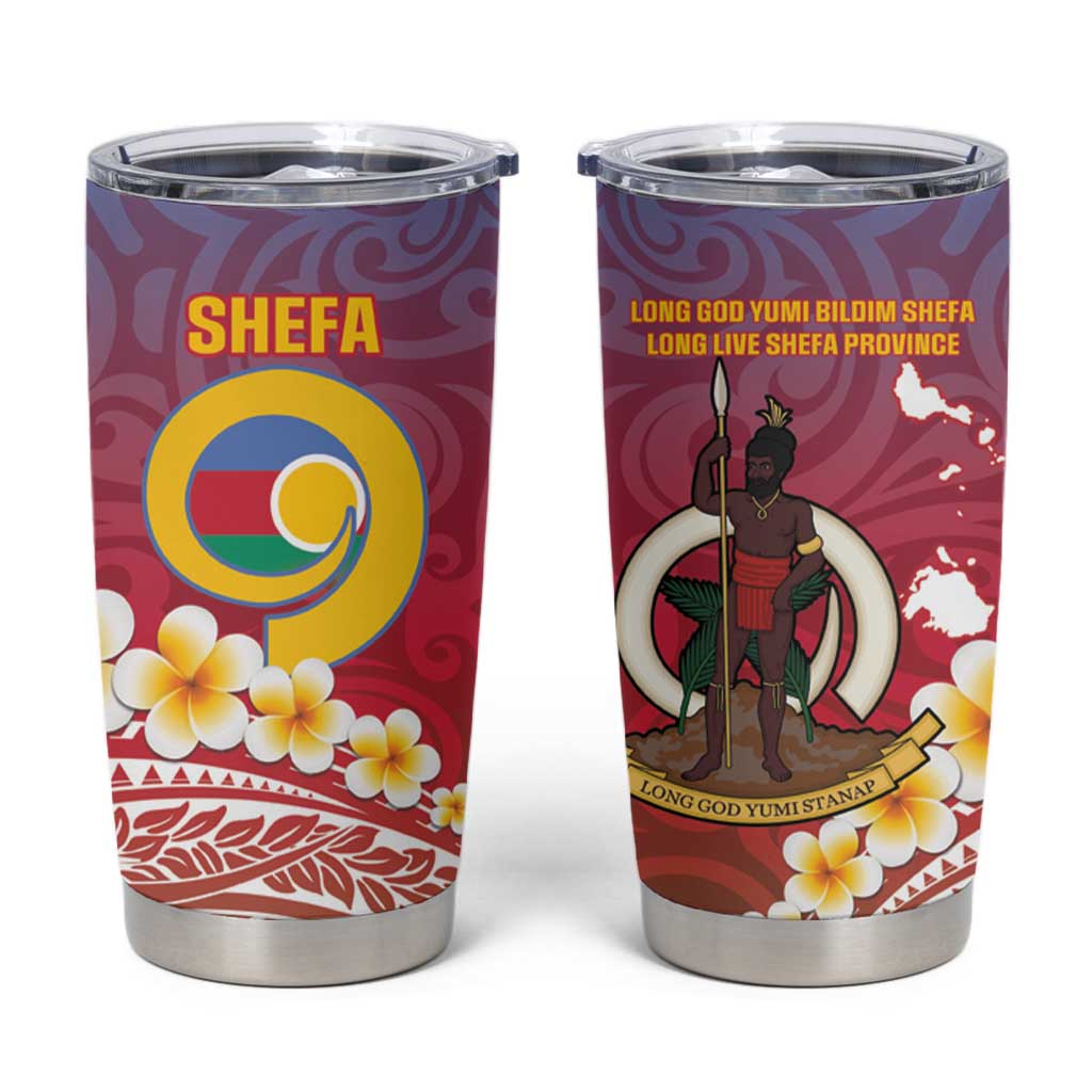 Shefa Province Tumbler Cup Vanuatu Pattern Map With Plumeria Flag Color LT14 Red - Polynesian Pride