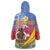 Shefa Province Wearable Blanket Hoodie Vanuatu Pattern Map - Plumeria Flag Color