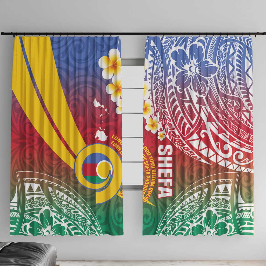 Shefa Province Window Curtain Vanuatu Pattern Map - Plumeria Flag Color LT14 With Hooks Red - Polynesian Pride