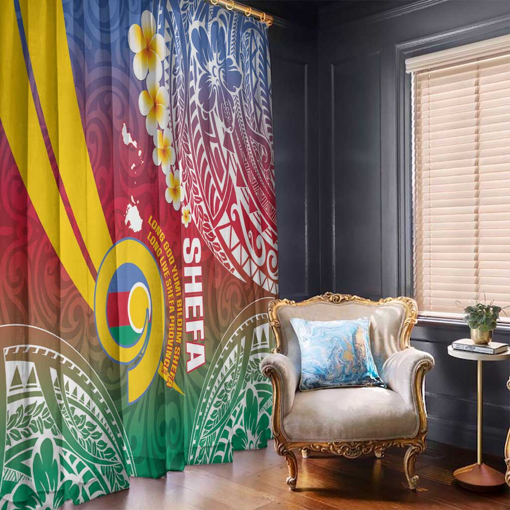 Shefa Province Window Curtain Vanuatu Pattern Map - Plumeria Flag Color LT14 - Polynesian Pride
