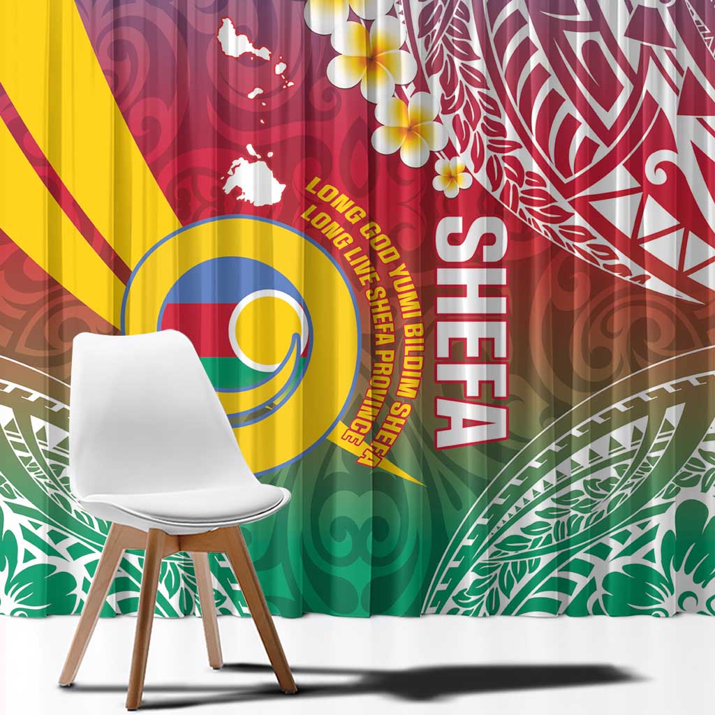 Shefa Province Window Curtain Vanuatu Pattern Map - Plumeria Flag Color LT14 - Polynesian Pride
