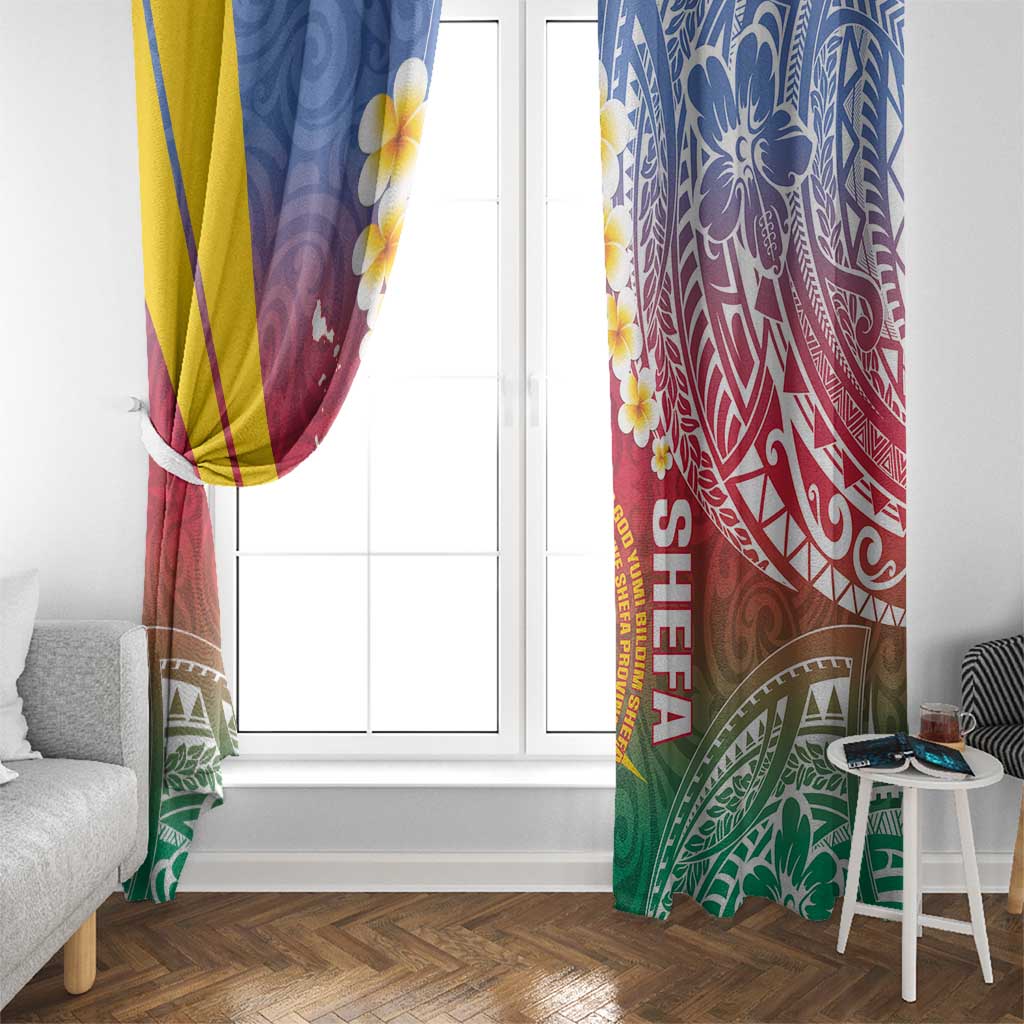 Shefa Province Window Curtain Vanuatu Pattern Map - Plumeria Flag Color LT14 - Polynesian Pride