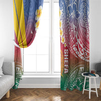 Shefa Province Window Curtain Vanuatu Pattern Map - Plumeria Flag Color LT14 - Polynesian Pride