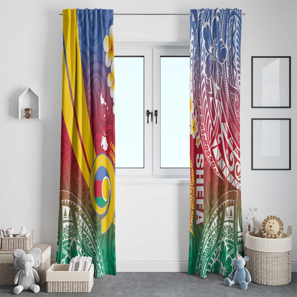 Shefa Province Window Curtain Vanuatu Pattern Map - Plumeria Flag Color LT14 - Polynesian Pride
