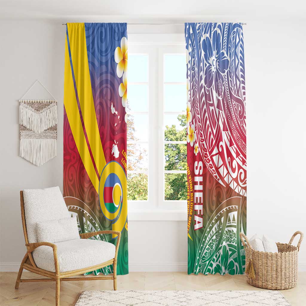 Shefa Province Window Curtain Vanuatu Pattern Map - Plumeria Flag Color LT14 - Polynesian Pride