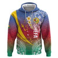 Shefa Province Zip Hoodie Vanuatu Pattern Map - Plumeria Flag Color