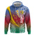 Shefa Province Zip Hoodie Vanuatu Pattern Map - Plumeria Flag Color