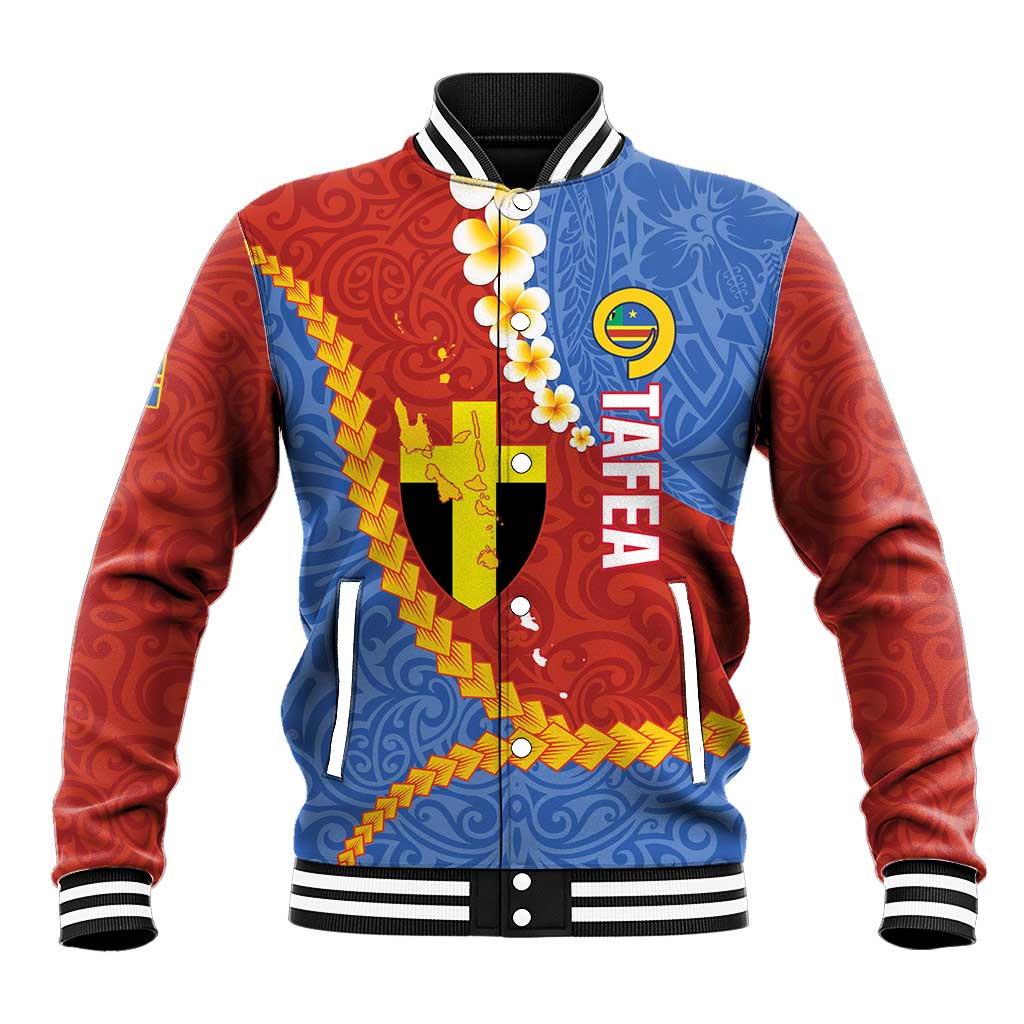 Tafea Province Baseball Jacket Vanuatu Pattern Map - Plumeria Flag Color LT14 Unisex Red - Polynesian Pride