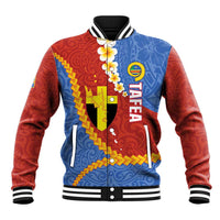 Tafea Province Baseball Jacket Vanuatu Pattern Map - Plumeria Flag Color LT14 Unisex Red - Polynesian Pride