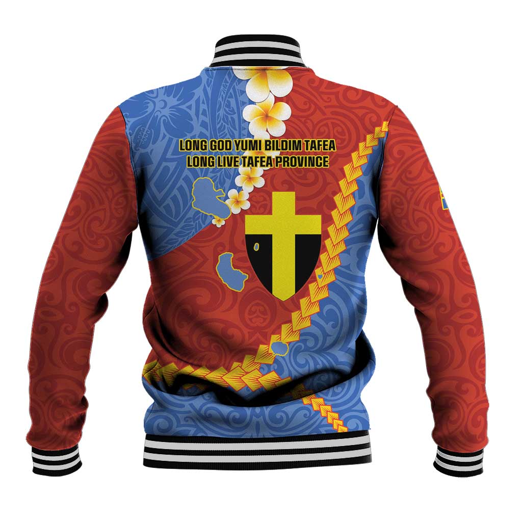 Tafea Province Baseball Jacket Vanuatu Pattern Map - Plumeria Flag Color LT14 - Polynesian Pride