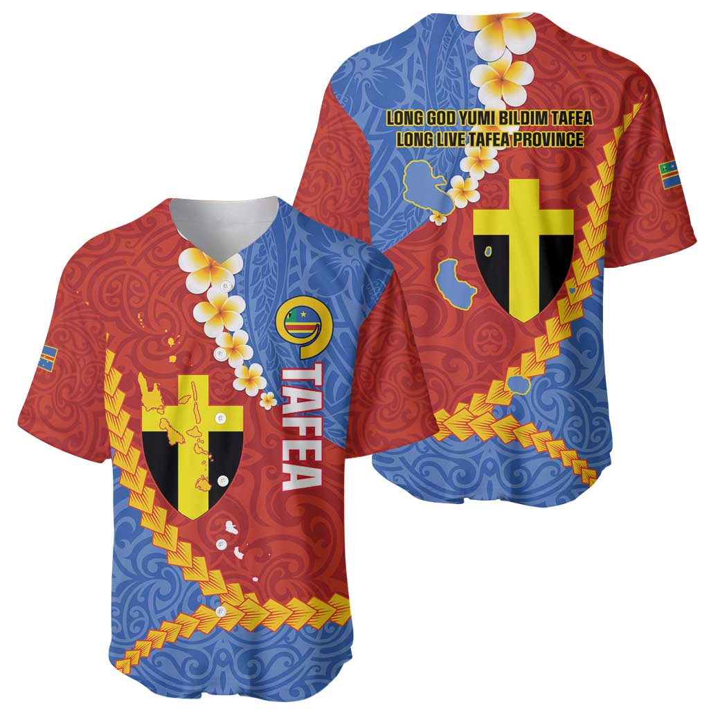 Tafea Province Baseball Jersey Vanuatu Pattern Map - Plumeria Flag Color