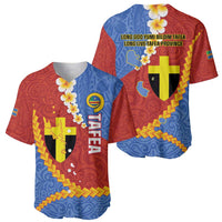 Tafea Province Baseball Jersey Vanuatu Pattern Map - Plumeria Flag Color