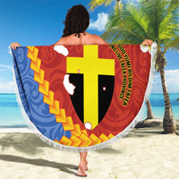 Tafea Province Beach Blanket Vanuatu Pattern Map - Plumeria Flag Color LT14 - Polynesian Pride
