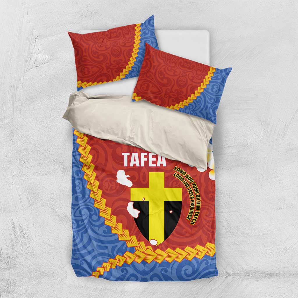 Tafea Province Bedding Set Vanuatu Pattern Map - Plumeria Flag Color
